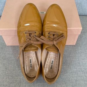 Miu Miu laceup oxfords patent leather crystal-bedazzled heels